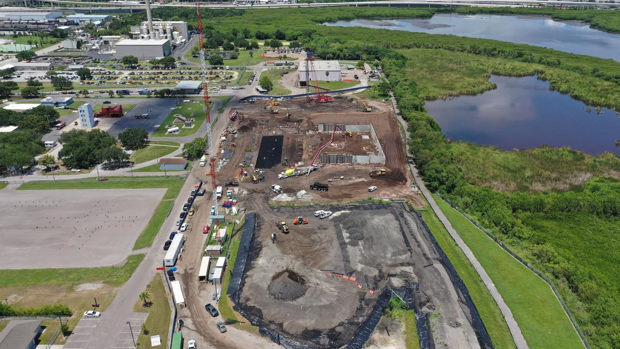 Aerial photo of construction area