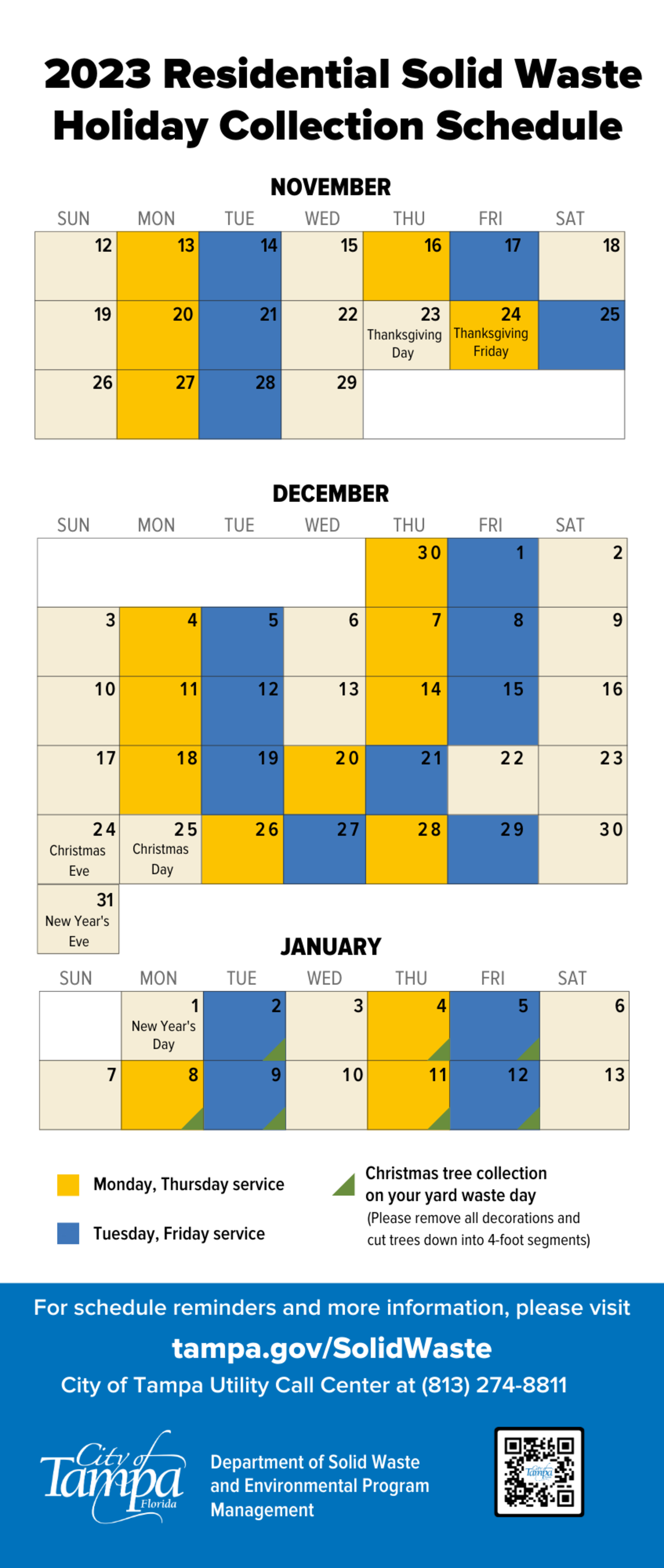 Solid Waste Holiday Collection Schedule