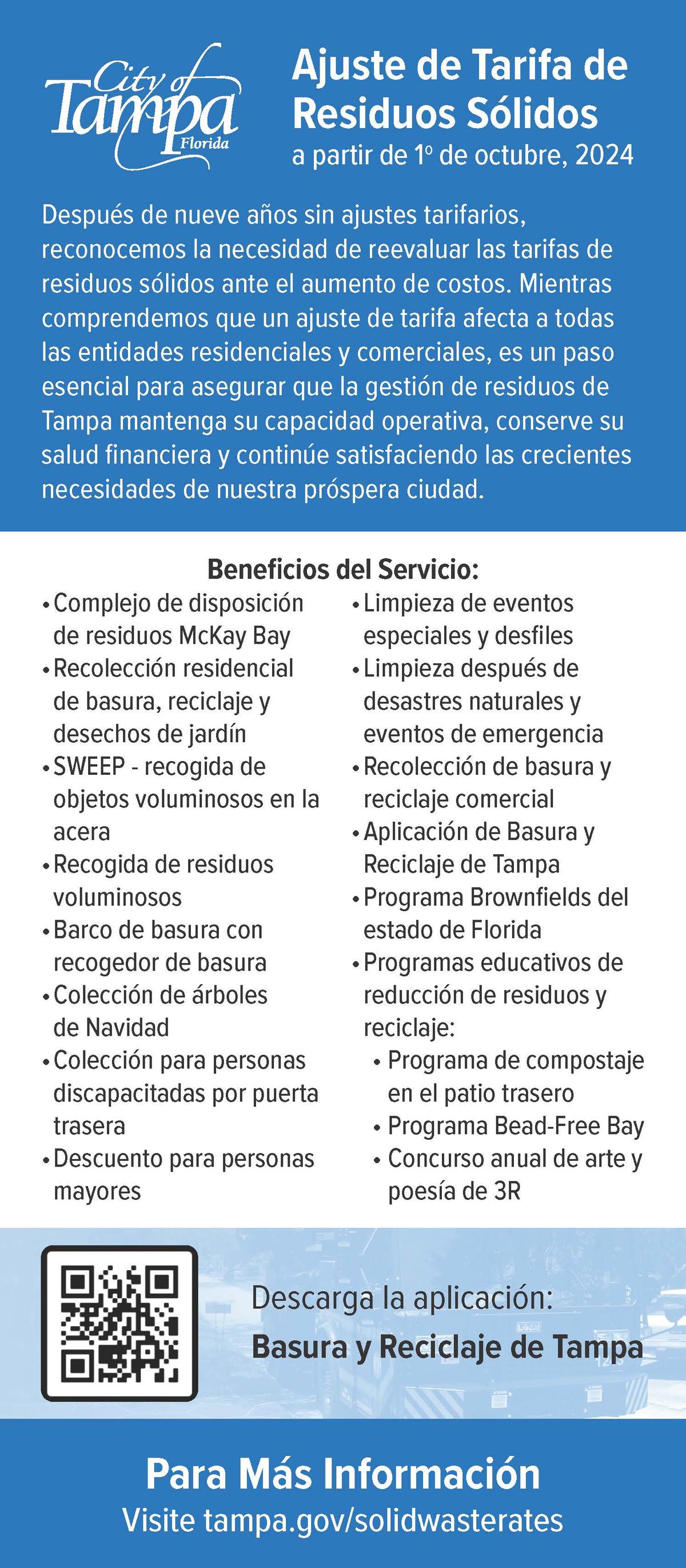 Ajuste de tarifa de residuos sólidos a partir de 1ro de octubre de 2024